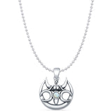 Lab Created White Opal Angel Pendant Bead Chain Necklace  925 Sterling Silver