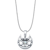 Lab Created White Opal Angel Pendant Rope Chain Necklace  925 Sterling Silver