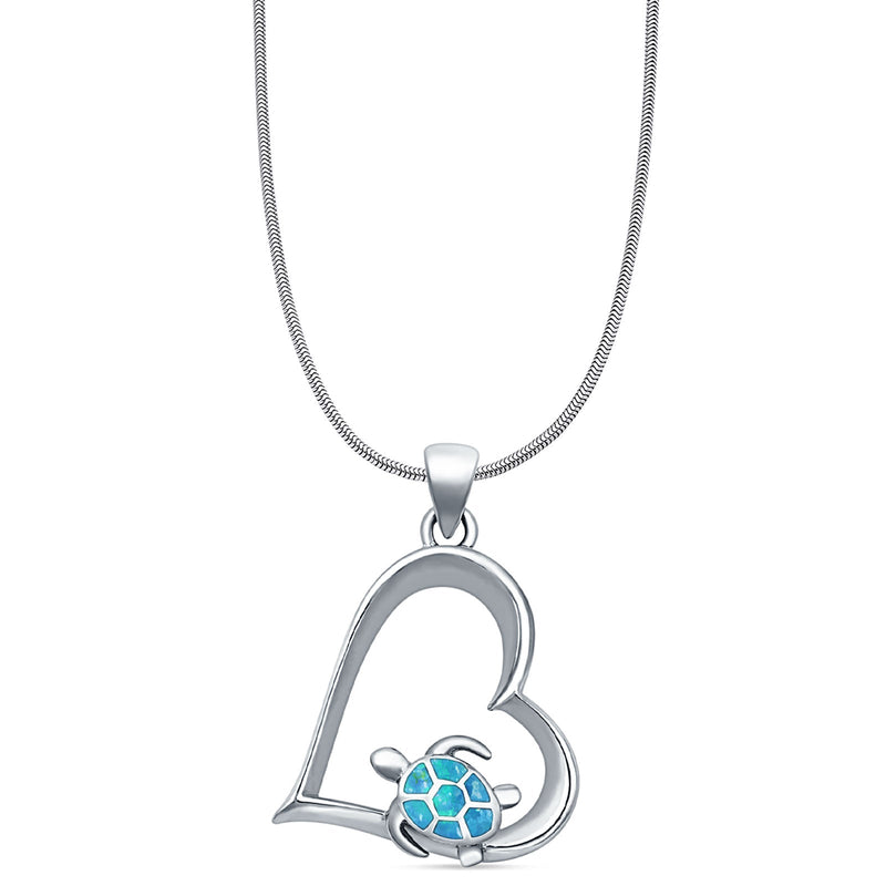 Heart & Sea Turtle Pendant Necklace