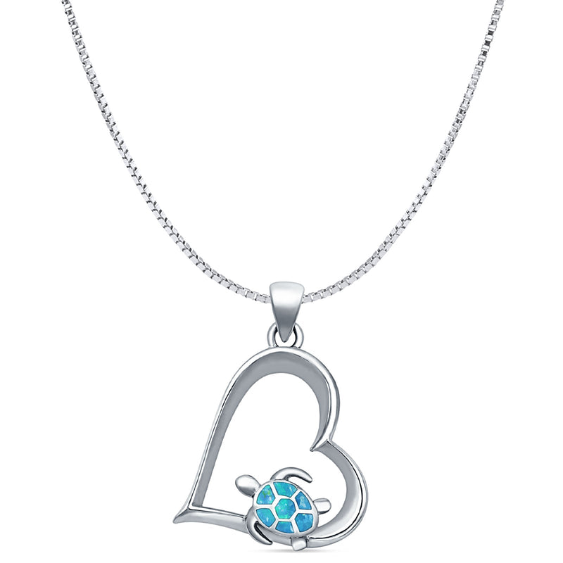 Heart & Sea Turtle Pendant Necklace