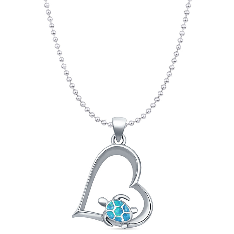 Heart & Sea Turtle Pendant Necklace