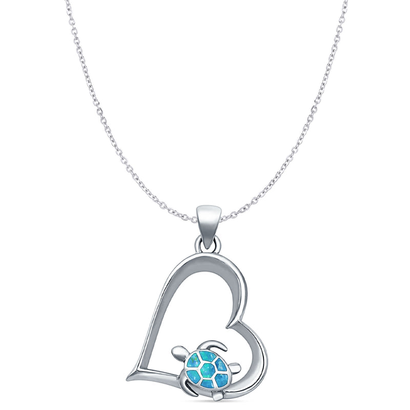 Heart & Sea Turtle Pendant Necklace