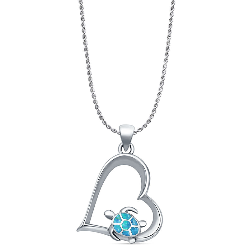 Heart & Sea Turtle Pendant Necklace