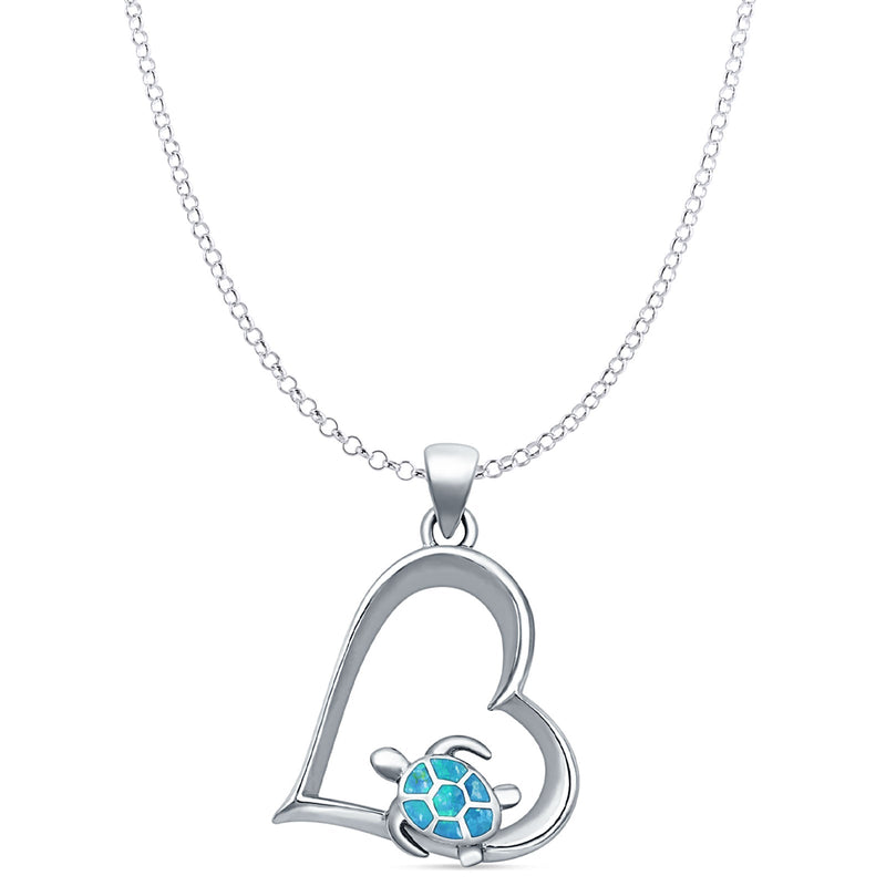 Heart & Sea Turtle Pendant Necklace
