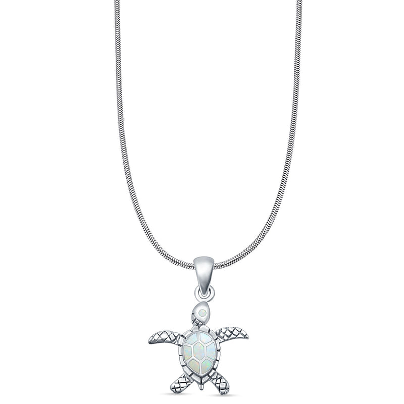 Oxidized Turtle Pendant Necklace