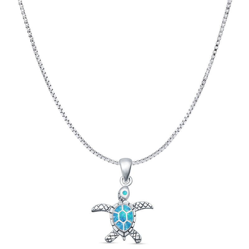 Oxidized Turtle Pendant Necklace