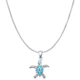Oxidized Turtle Pendant Necklace