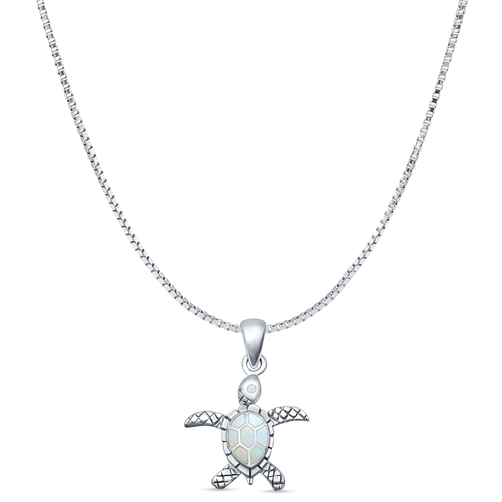 Oxidized Turtle Pendant Necklace