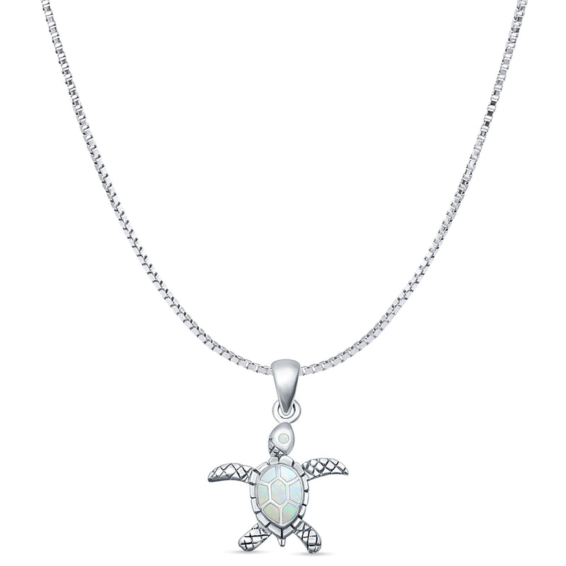 Oxidized Turtle Pendant Necklace