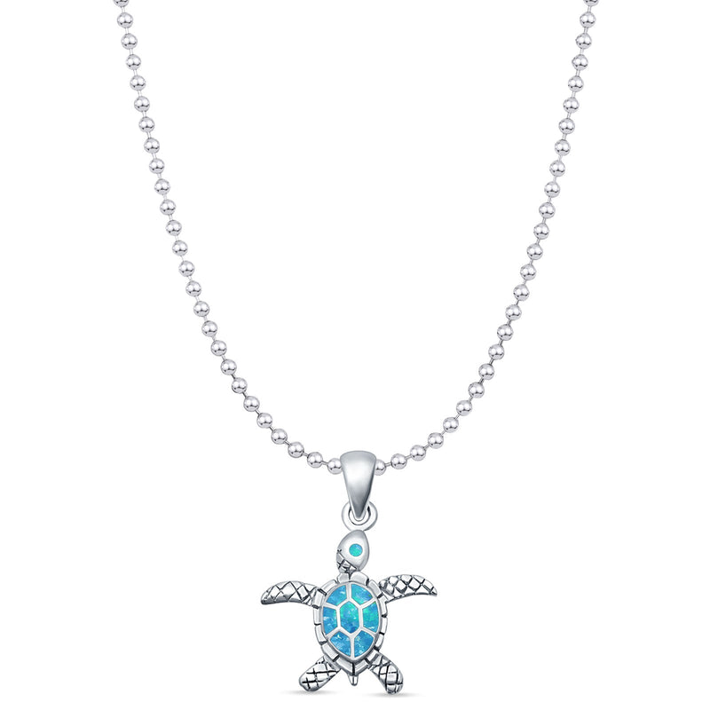 Oxidized Turtle Pendant Necklace