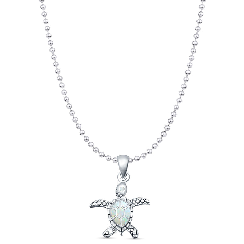 Oxidized Turtle Pendant Necklace
