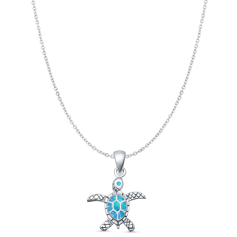 Oxidized Turtle Pendant Necklace