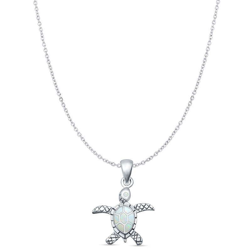 Oxidized Turtle Pendant Necklace
