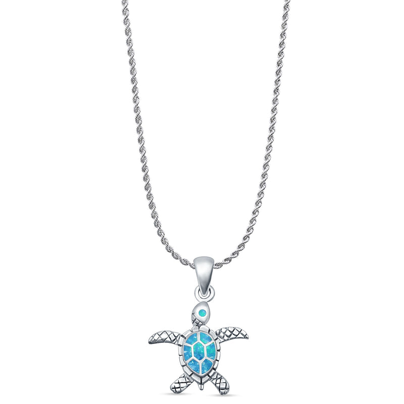 Oxidized Turtle Pendant Necklace