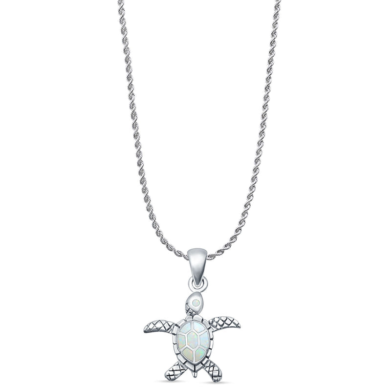Oxidized Turtle Pendant Necklace