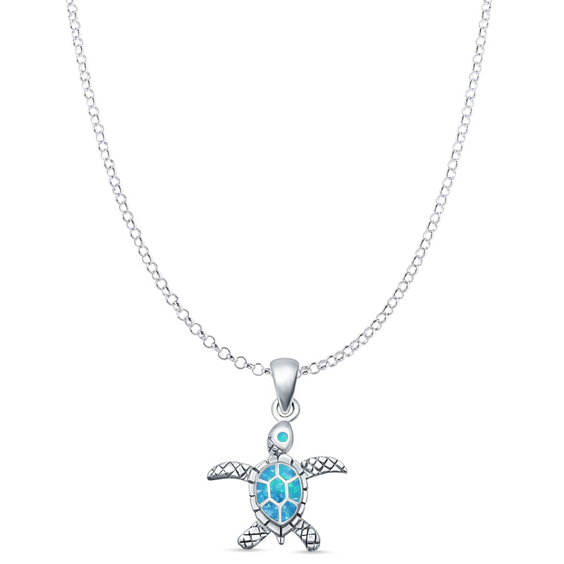 Oxidized Turtle Pendant Necklace
