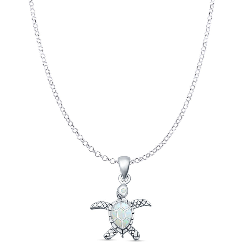 Oxidized Turtle Pendant Necklace
