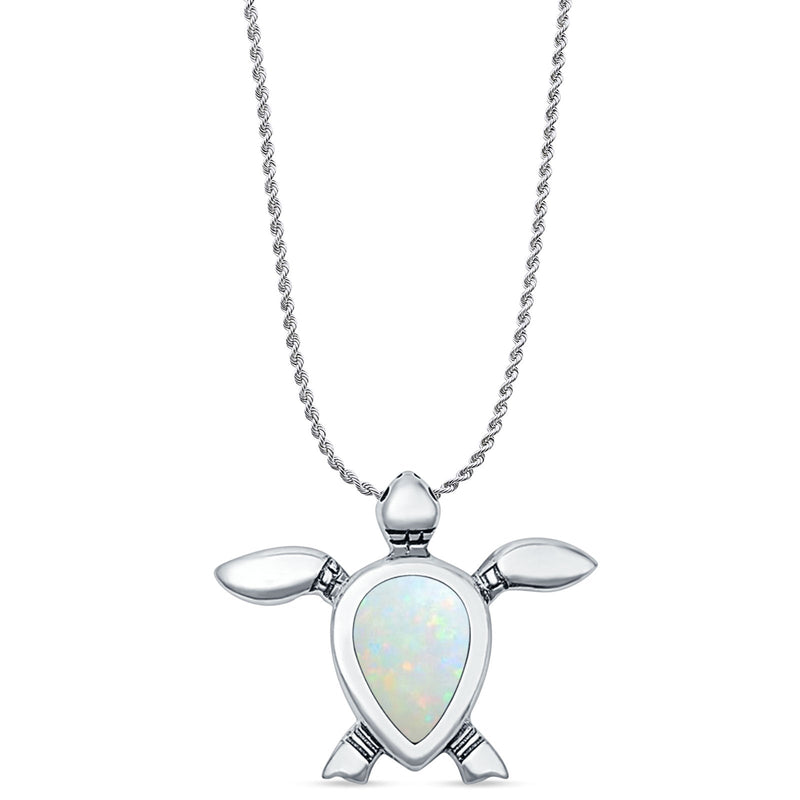 Oxidized Turtle Pendant Necklace
