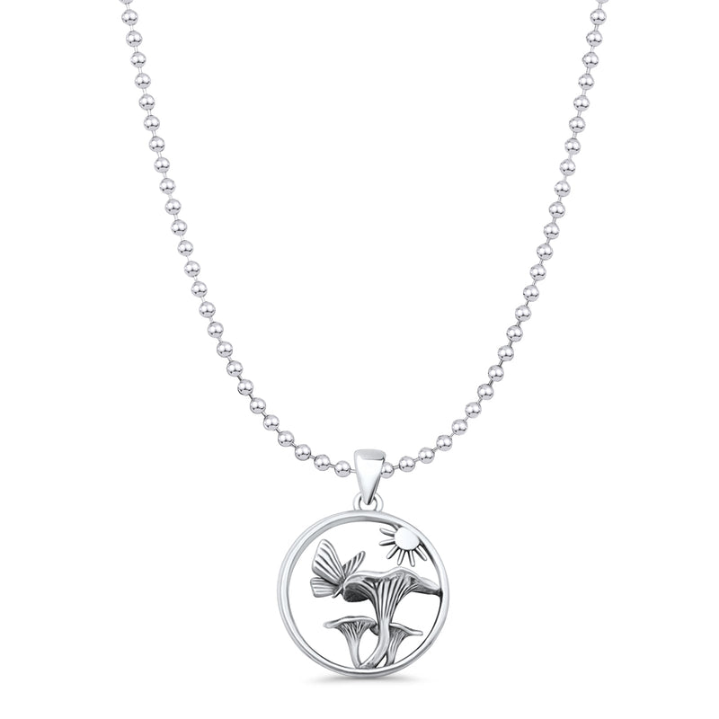 Sun Butterfly Mushroom Pendant Necklace
