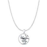 Sun Butterfly Mushroom Pendant Bead Chain Necklace Oxidized 925 Sterling Silver