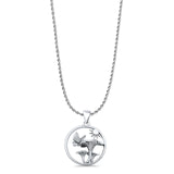 Sun Butterfly Mushroom Pendant Rope Chain Necklace Oxidized 925 Sterling Silver