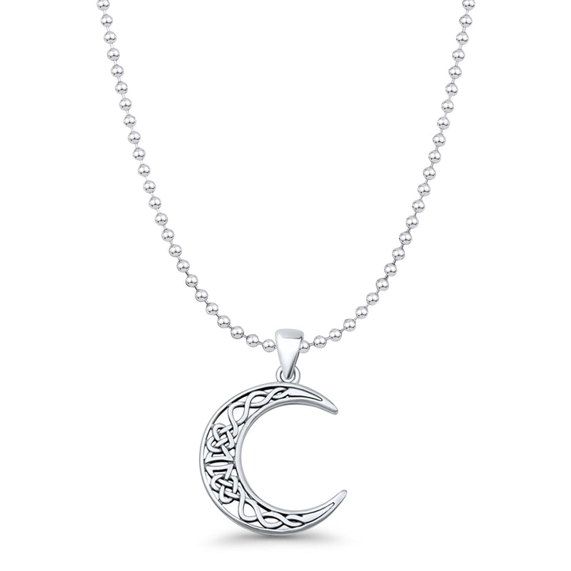 Celtic Moon Pendant Necklace