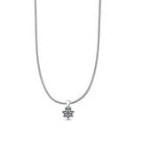 Flower Pendant Snake Chain Necklace Oxidized 925 Sterling Silver