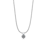 Flower Pendant Rope Chain Necklace Oxidized 925 Sterling Silver