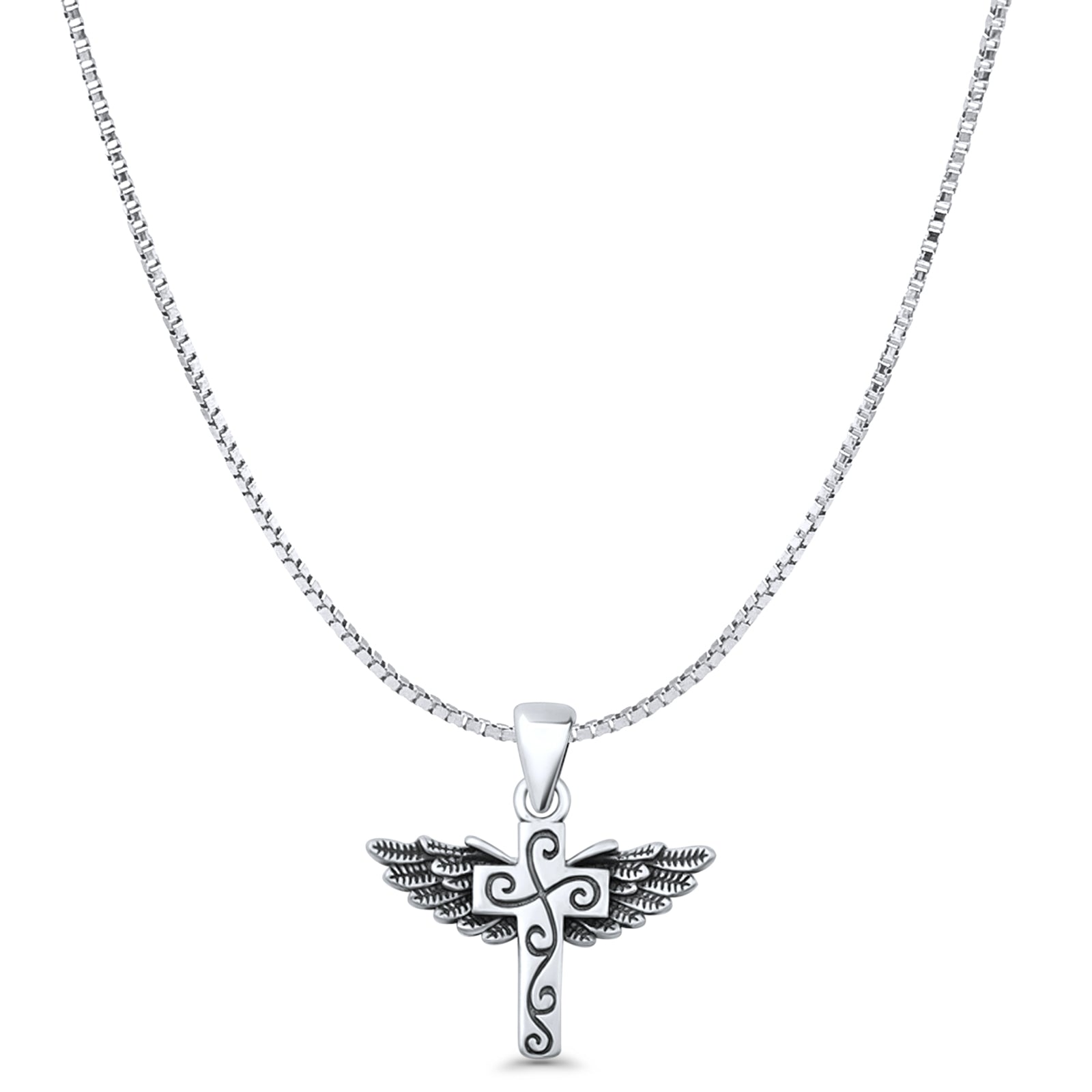Cross & Wings Charm Pendant Necklace