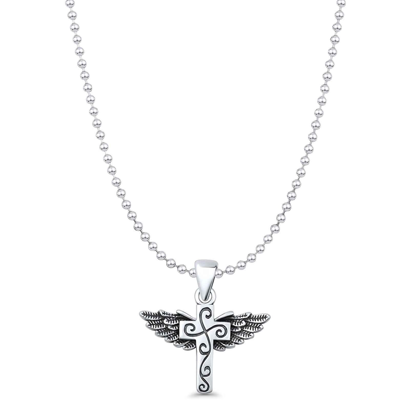 Cross & Wings Charm Pendant Necklace