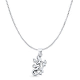 Gecko Pendant Box Chain Necklace Oxidized 925 Sterling Silver