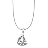 Sailboat Pendant Snake Chain Necklace Oxidized 925 Sterling Silver