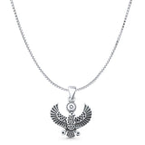 Eagle Pendant Box Chain Necklace Oxidized 925 Sterling Silver