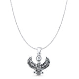 Eagle Pendant Cable Chain Necklace Oxidized 925 Sterling Silver