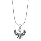 Eagle Pendant Rope Chain Necklace Oxidized 925 Sterling Silver