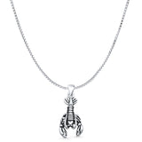 Lobster Pendant Box Chain Necklace Oxidized 925 Sterling Silver