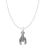 Lobster Pendant Cable Chain Necklace Oxidized 925 Sterling Silver