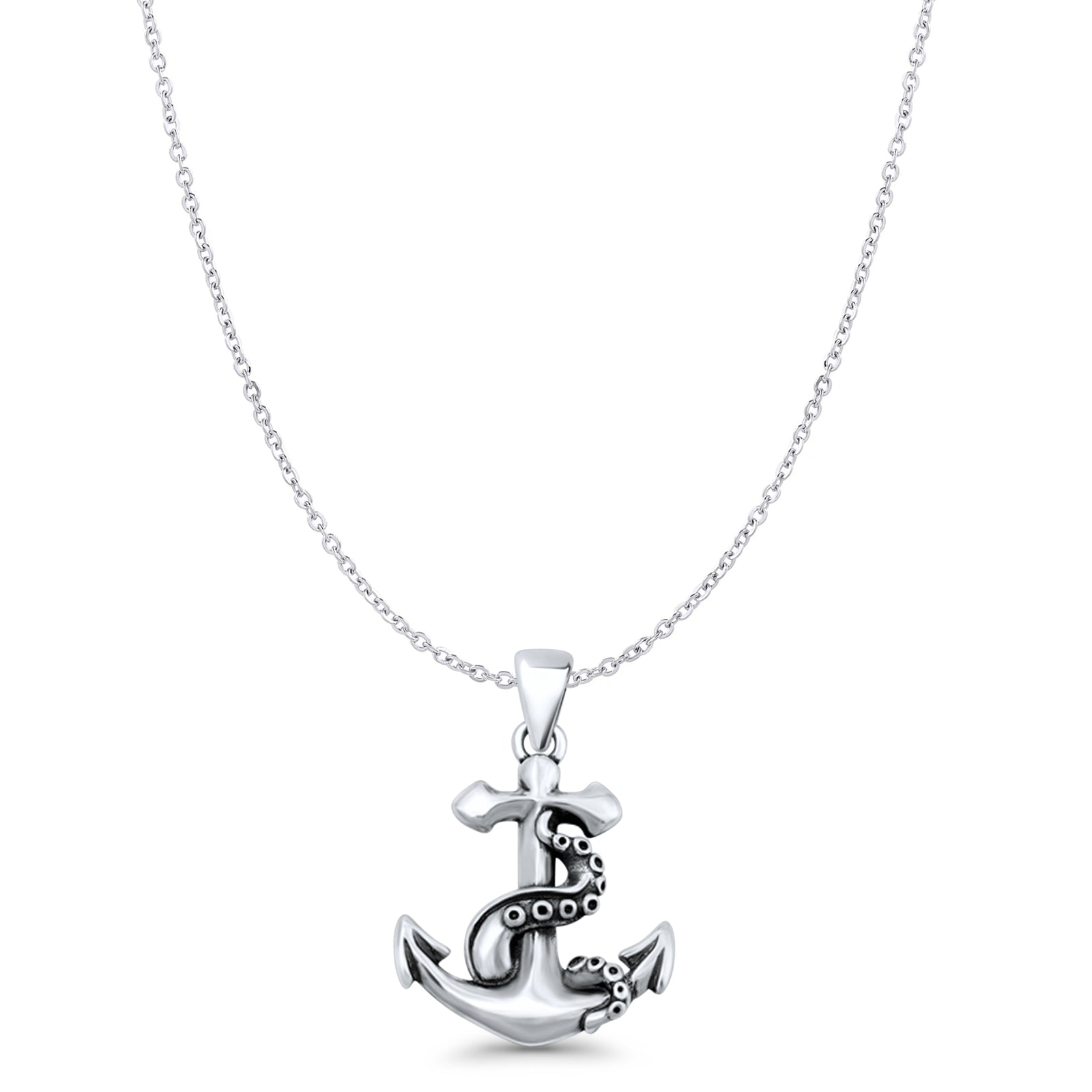 Anchor & Tentacle Pendant Necklace