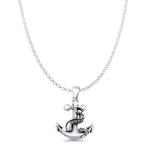 Anchor & Tentacle Pendant Necklace
