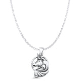 Unicorn Pendant Rolo Chain Necklace Oxidized 925 Sterling Silver