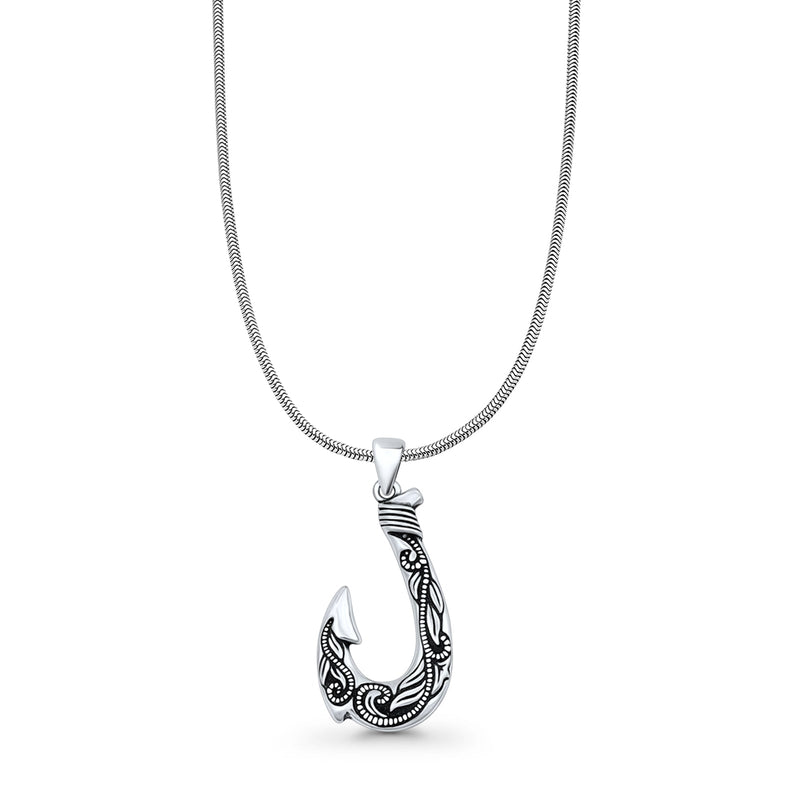 Leaf Fishhook Pendant Necklace