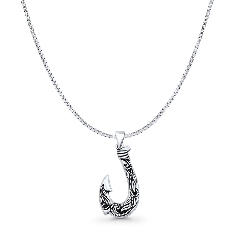 Leaf Fishhook Pendant Necklace