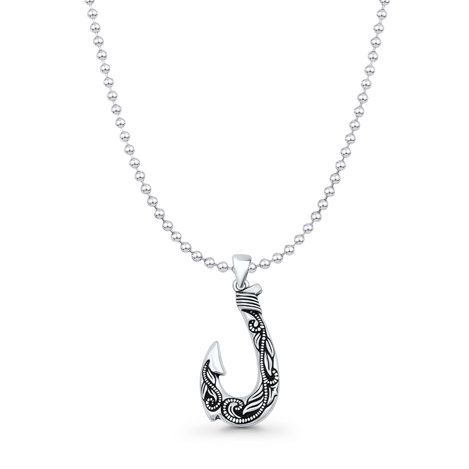 Leaf Fishhook Pendant Necklace