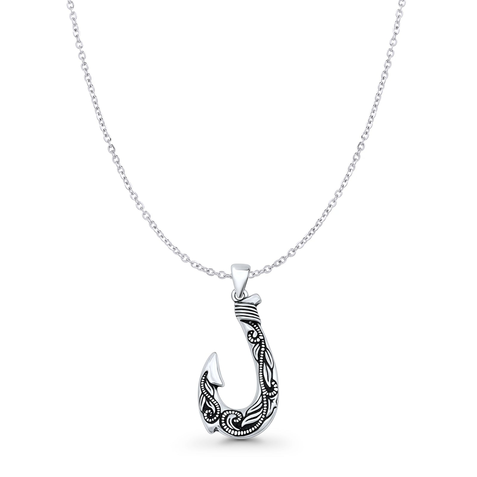 Leaf Fishhook Pendant Necklace