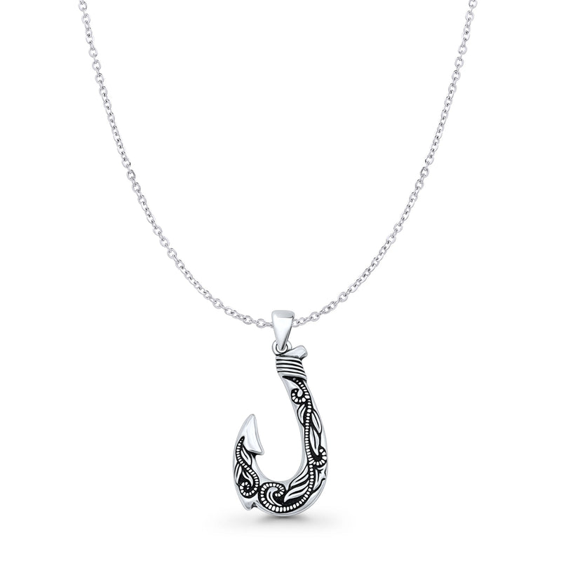 Leaf Fishhook Pendant Necklace