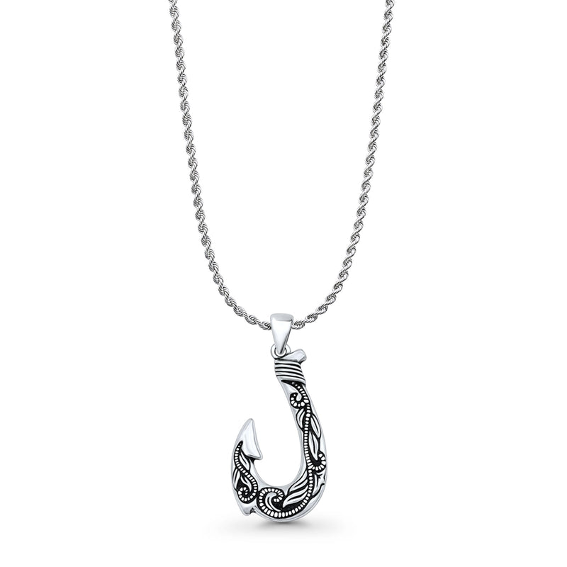 Leaf Fishhook Pendant Necklace