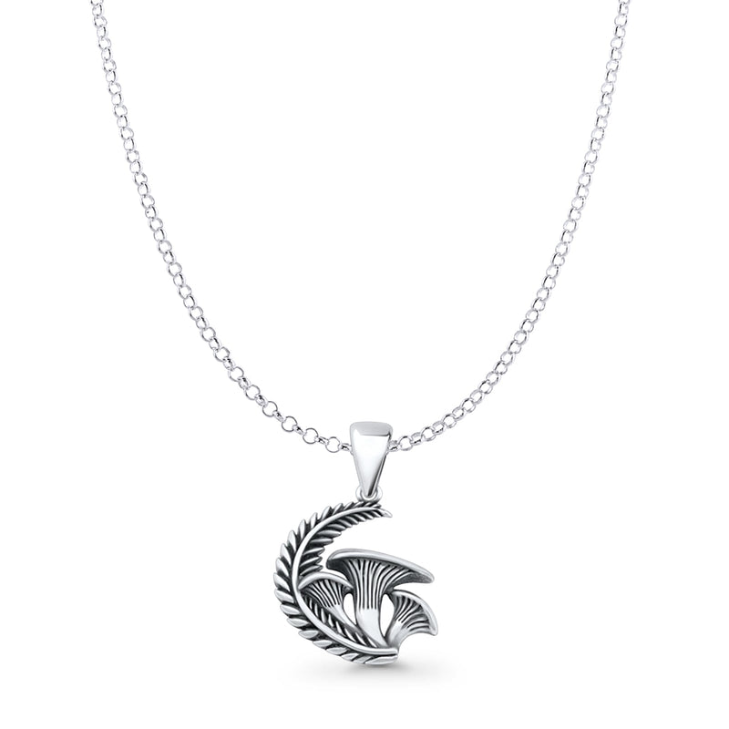 Leaf & Mushroom Pendant Necklace