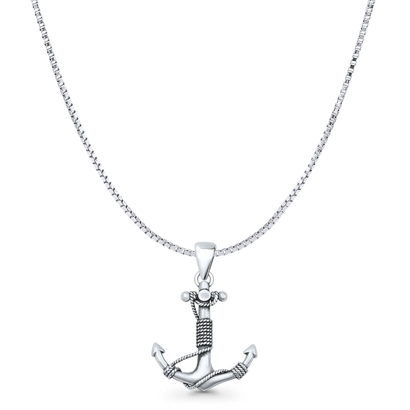Twisted Rope Anchor Pendant Necklace