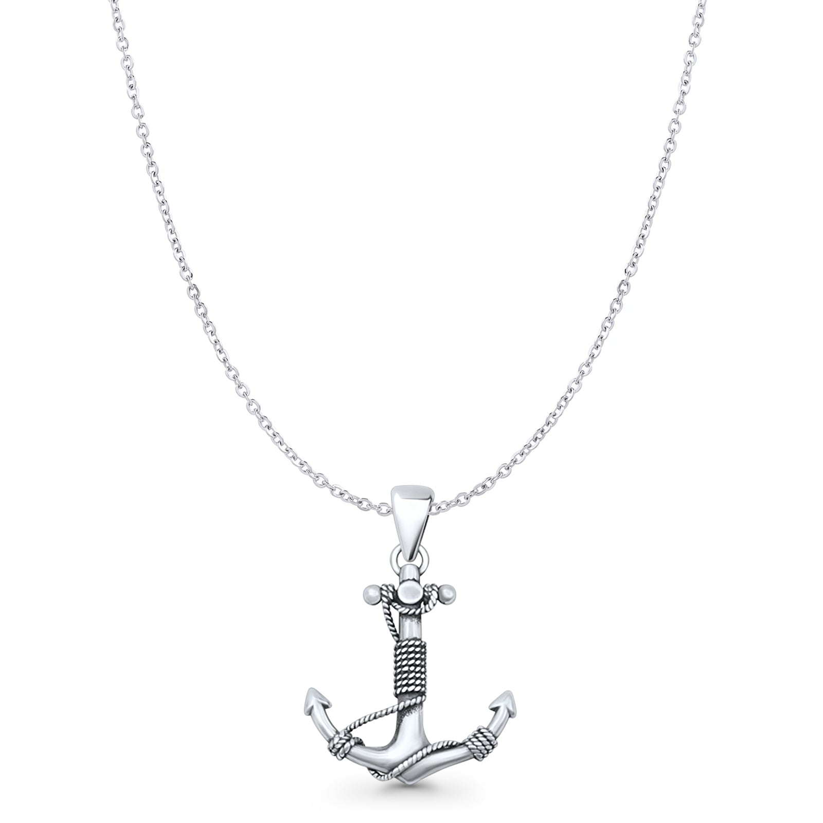 Twisted Rope Anchor Pendant Necklace
