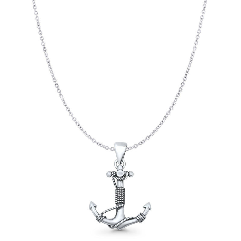 Twisted Rope Anchor Pendant Necklace